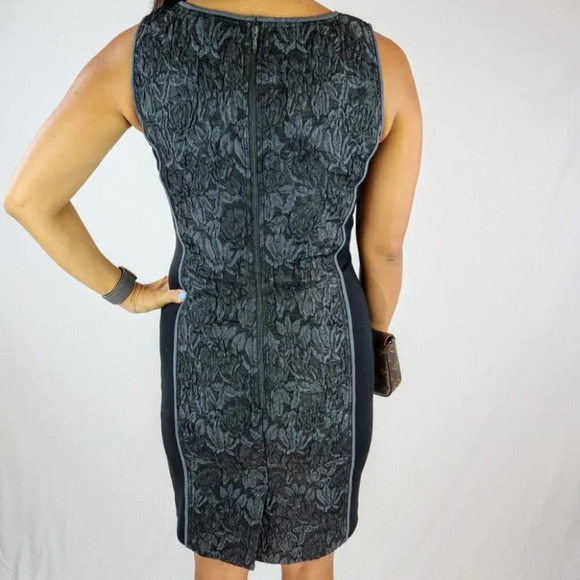 Rachel Roy Black Gray Jacquard Sheath Dress $395 - Picture 5 of 9